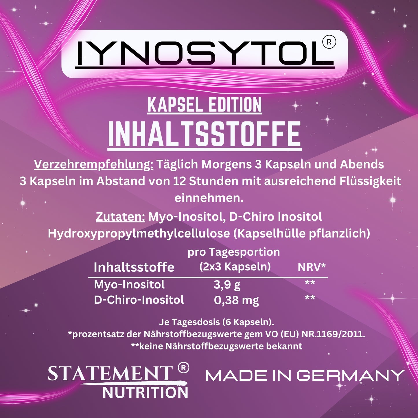 IYNOSYTOL BOX PULVER+*KAPSEL EDITION* MYO+D-CHIRO INOSITOL (4 Monatsvorrat)
