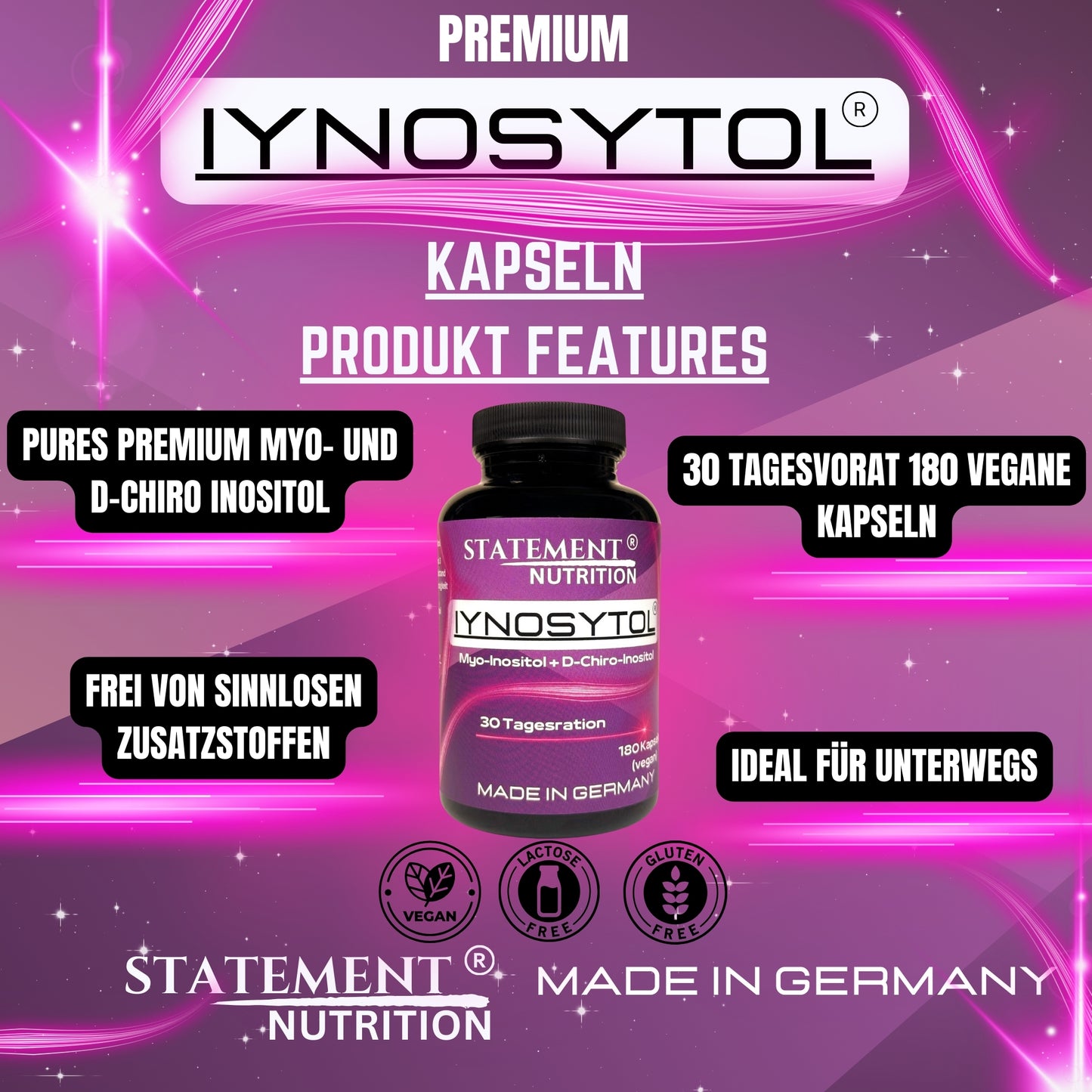IYNOSYTOL BOX PULVER+*KAPSEL EDITION* MYO+D-CHIRO INOSITOL (4 Monatsvorrat)