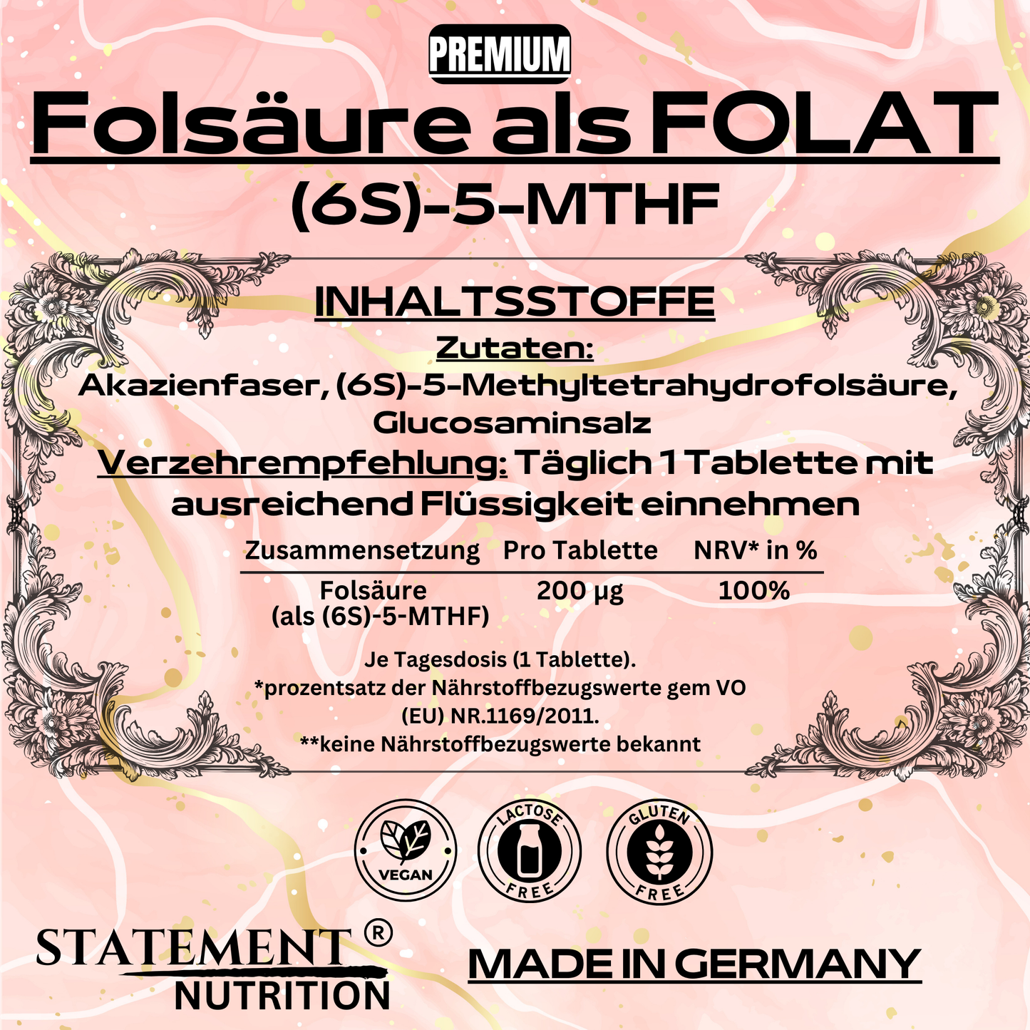Folsäure als Folat (6S) 5-MTHF