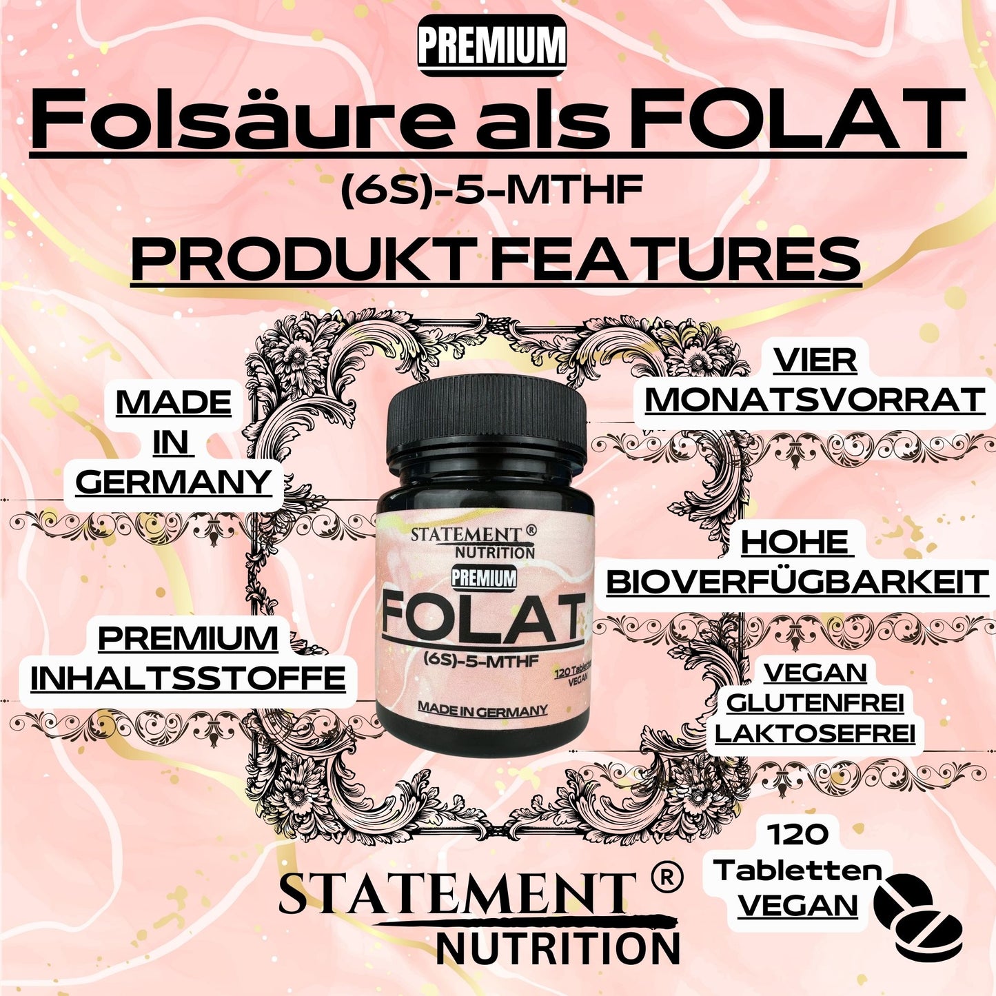 Folsäure als Folat (6S) 5-MTHF